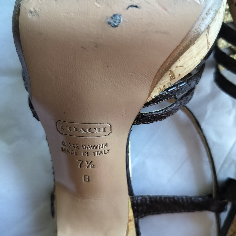 Coach Dawn Black Tan Open Toe Strappy Sandal 7.5 - Picture 10 of 12